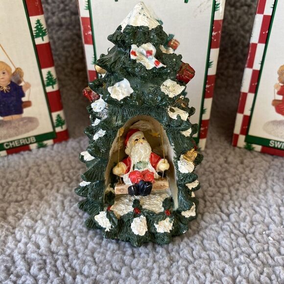 3 World Bazaars Holiday Collection Figurines Swinging Angel Cherub Holiday Tree - Picture 6 of 15